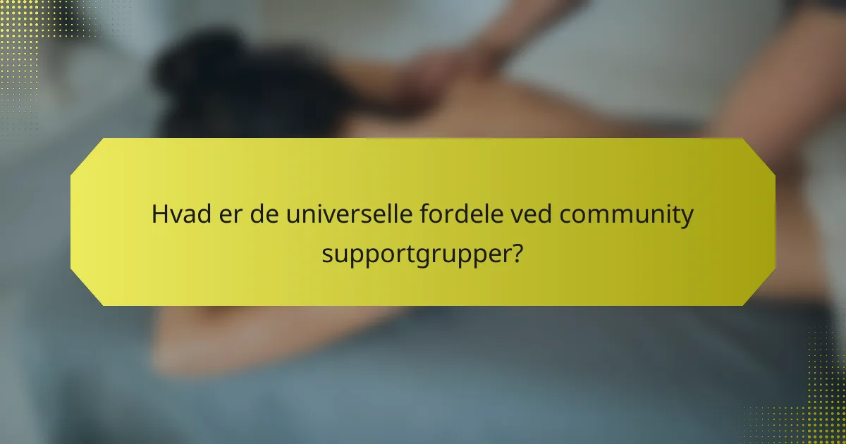 Hvad er de universelle fordele ved community supportgrupper?