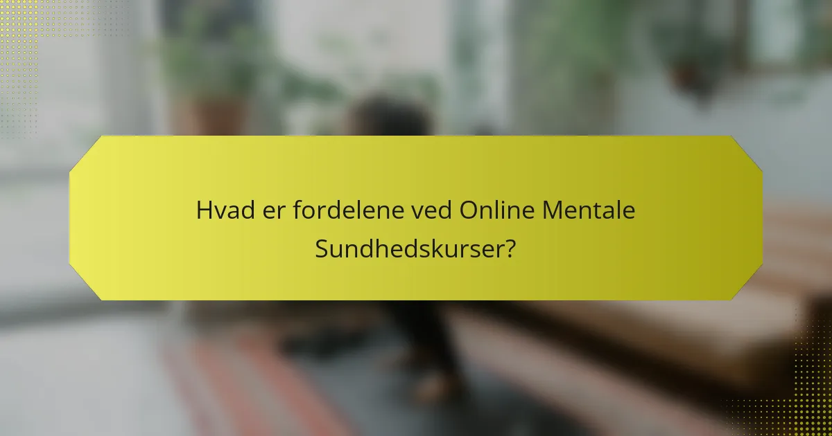 Hvad er fordelene ved Online Mentale Sundhedskurser?