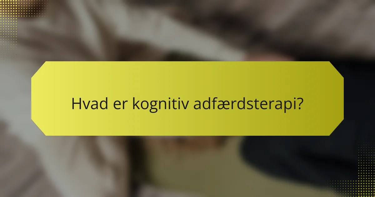 Hvad er kognitiv adfærdsterapi?