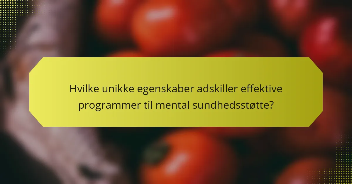 Hvilke unikke egenskaber adskiller effektive programmer til mental sundhedsstøtte?