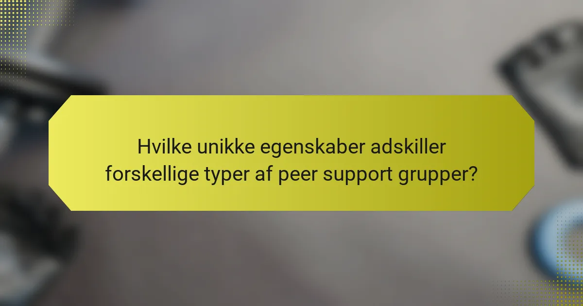 Hvilke unikke egenskaber adskiller forskellige typer af peer support grupper?