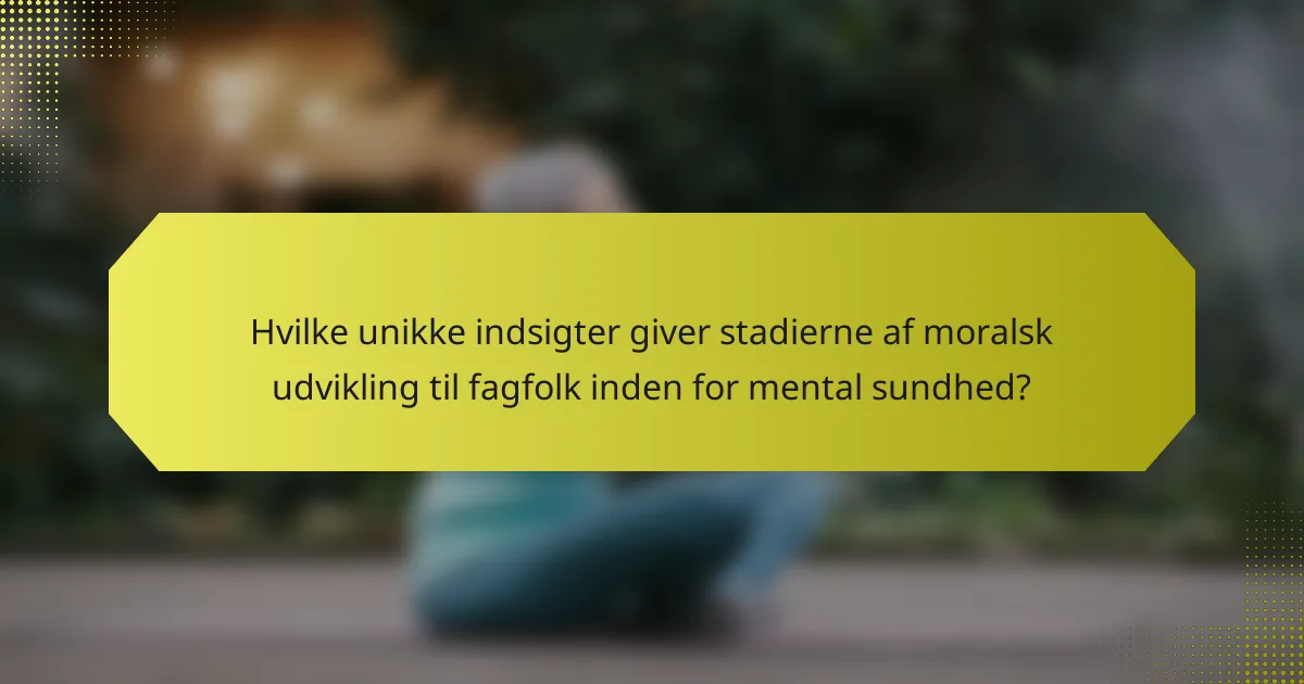 Hvilke unikke indsigter giver stadierne af moralsk udvikling til fagfolk inden for mental sundhed?