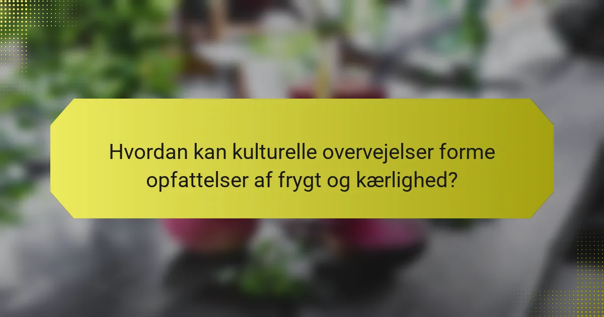 Hvordan kan kulturelle overvejelser forme opfattelser af frygt og kærlighed?